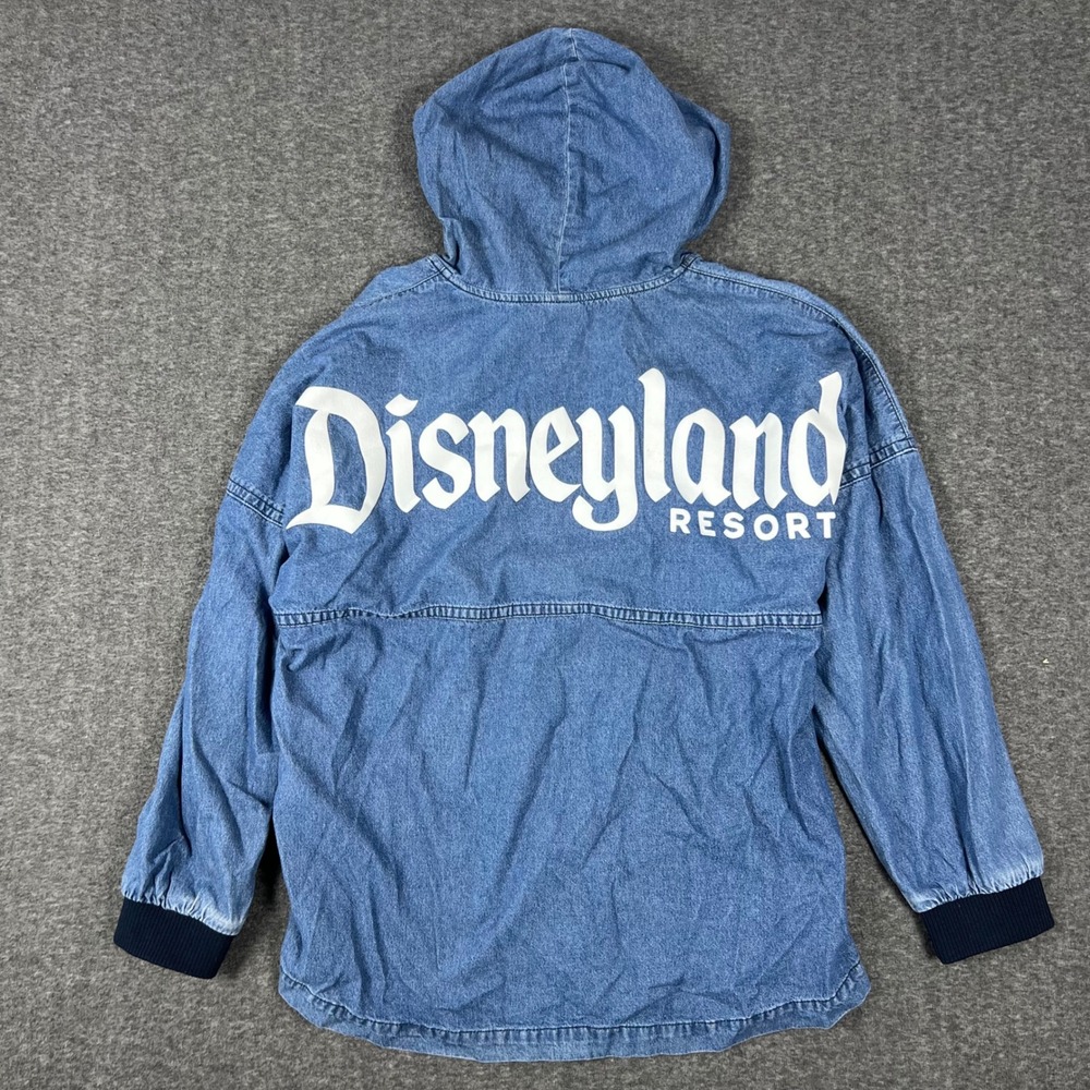 Disney Spirit Jersey Hoodie Mens Large Blue Denim Disneyland Resort Est 1955